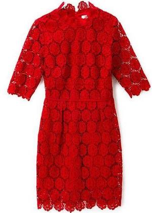 蕾丝款 红色连衣裙