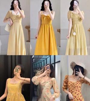黄色系连衣裙