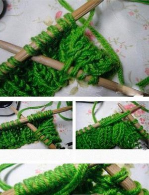 韩版复古绿色麻花围巾织法教程