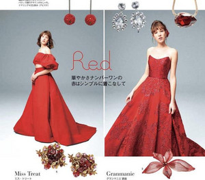 红色抹胸礼服裙