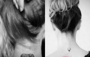 【图片】创意独特女颈部纹身图案大全
